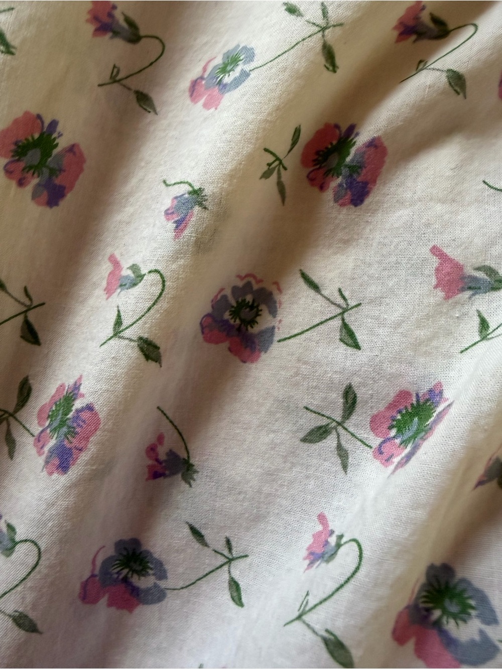 Vintage Floral Nightgown - White with Pink Rose Print 100% Cotton - Picture 4 of 6